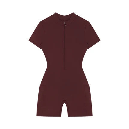 Women's Quarter-Zip Short Sleeve Romper