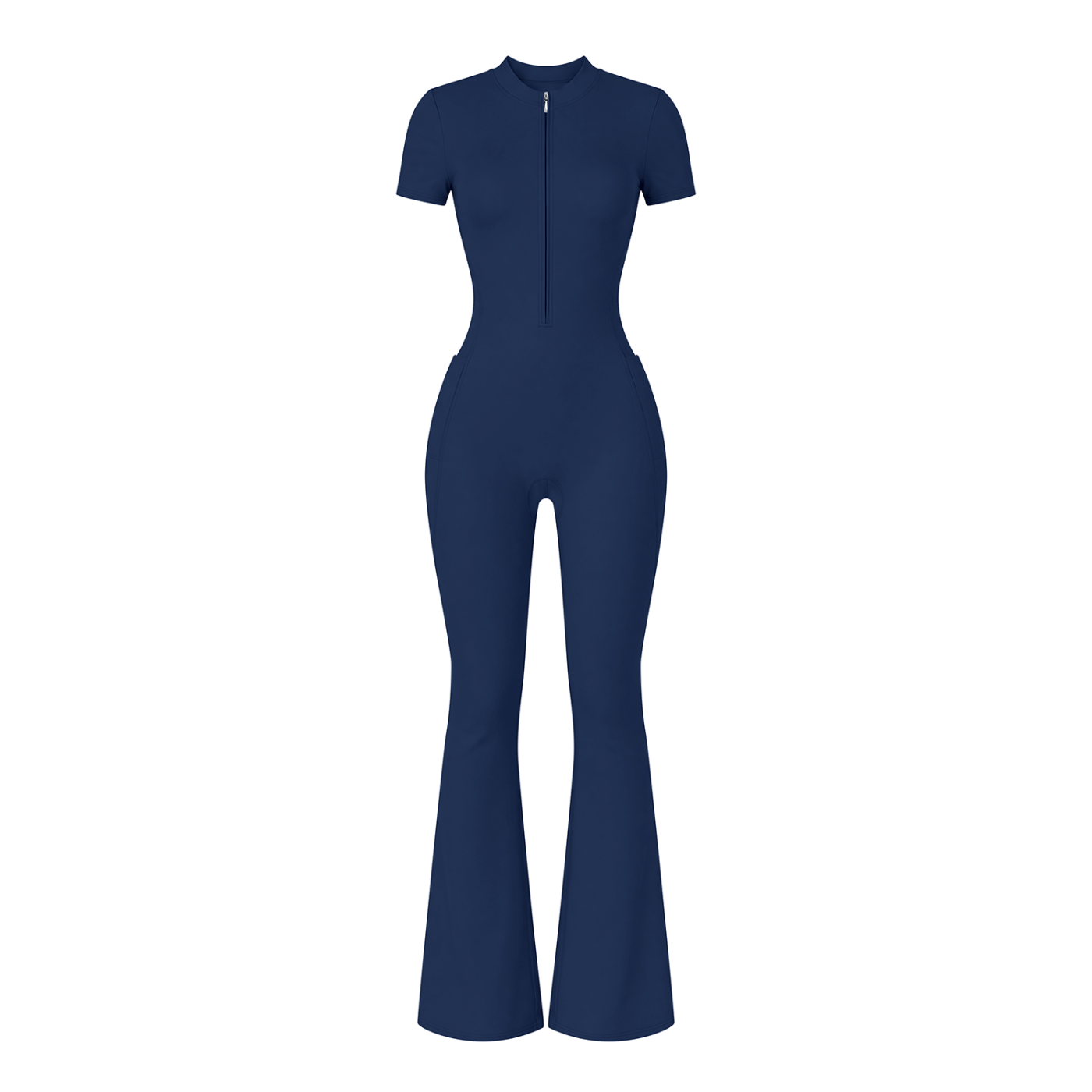 Women’s Tight Flared Leg Quarter-Zip Jumpsuit