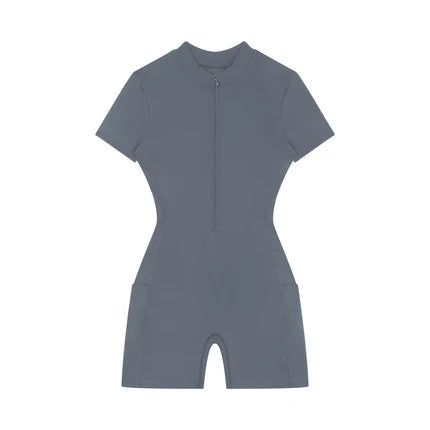 Women's Quarter-Zip Short Sleeve Romper