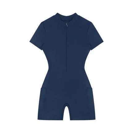 Women's Quarter-Zip Short Sleeve Romper