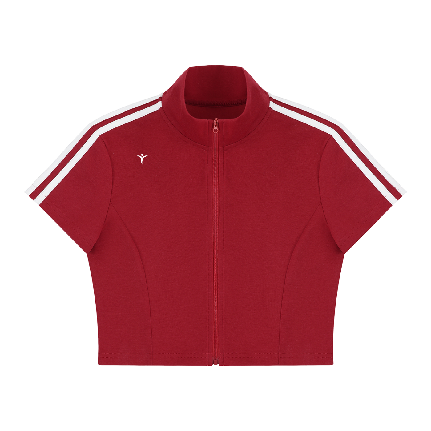 Women's Cropped Full Zip Short Sleeve T-Shirt