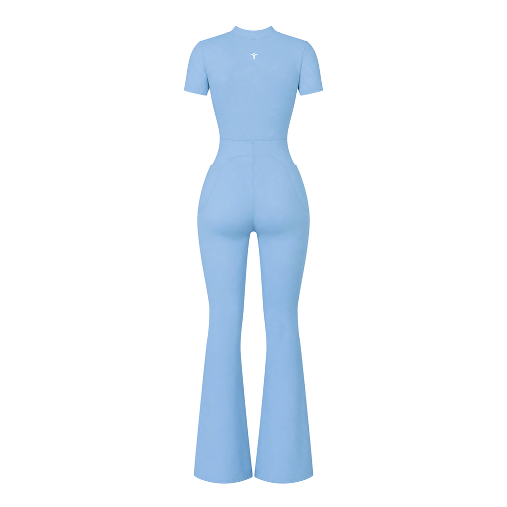 Women’s Tight Flared Leg Quarter-Zip Jumpsuit