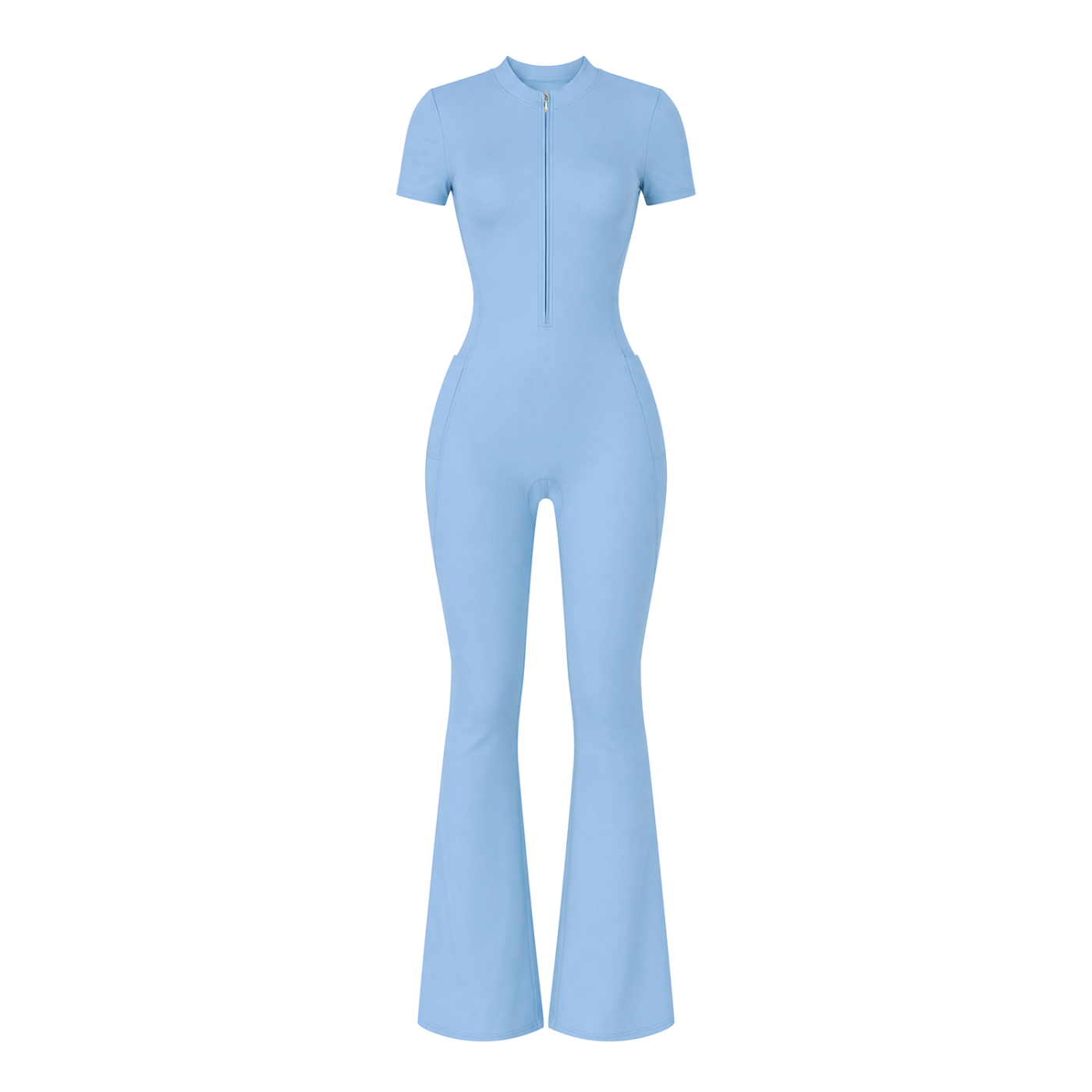 Women’s Tight Flared Leg Quarter-Zip Jumpsuit