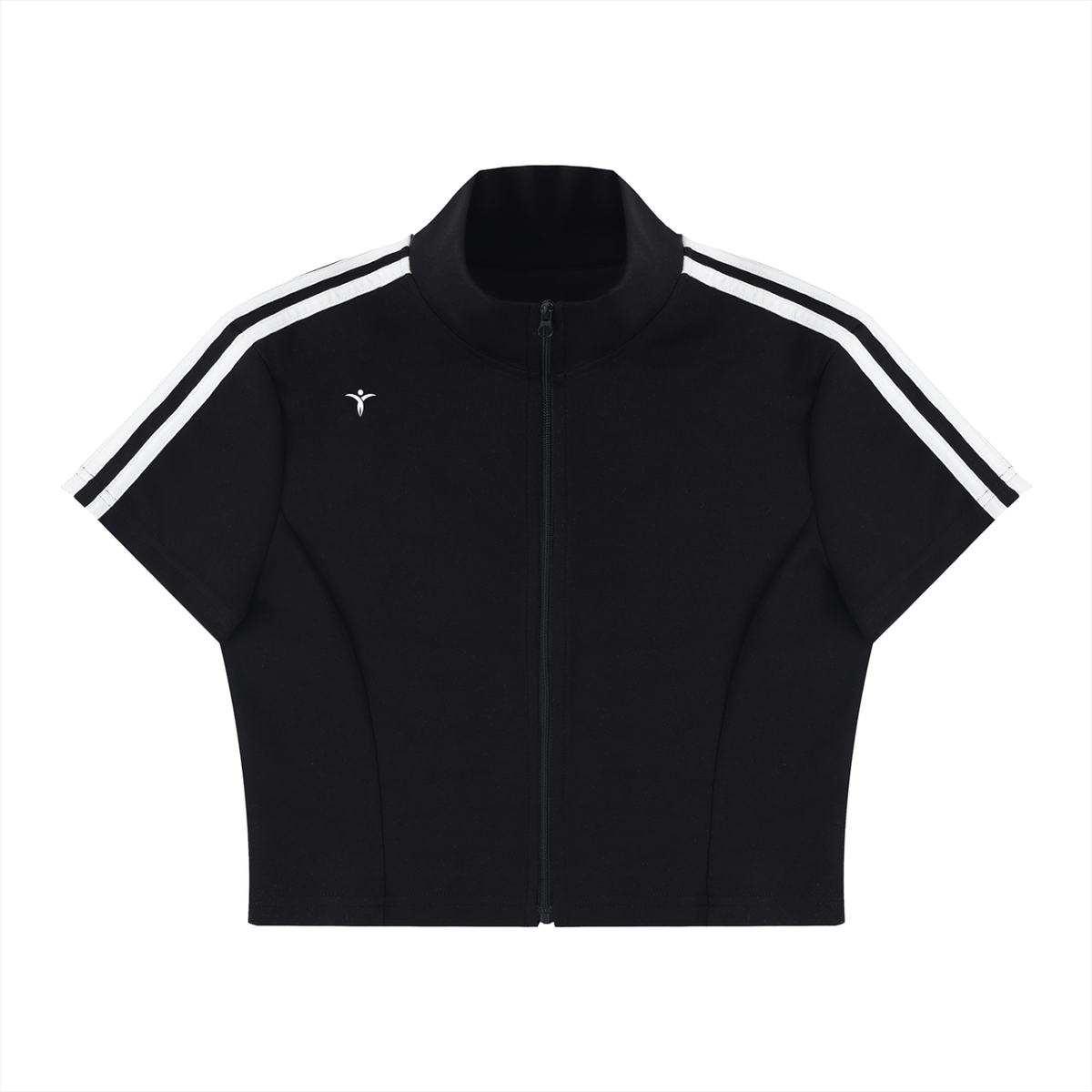 Women's Cropped Full Zip Short Sleeve T-Shirt