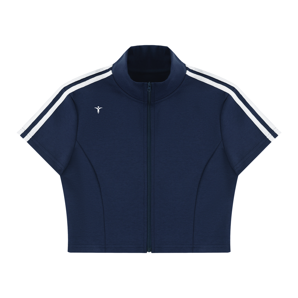 Women's Cropped Full Zip Short Sleeve T-Shirt