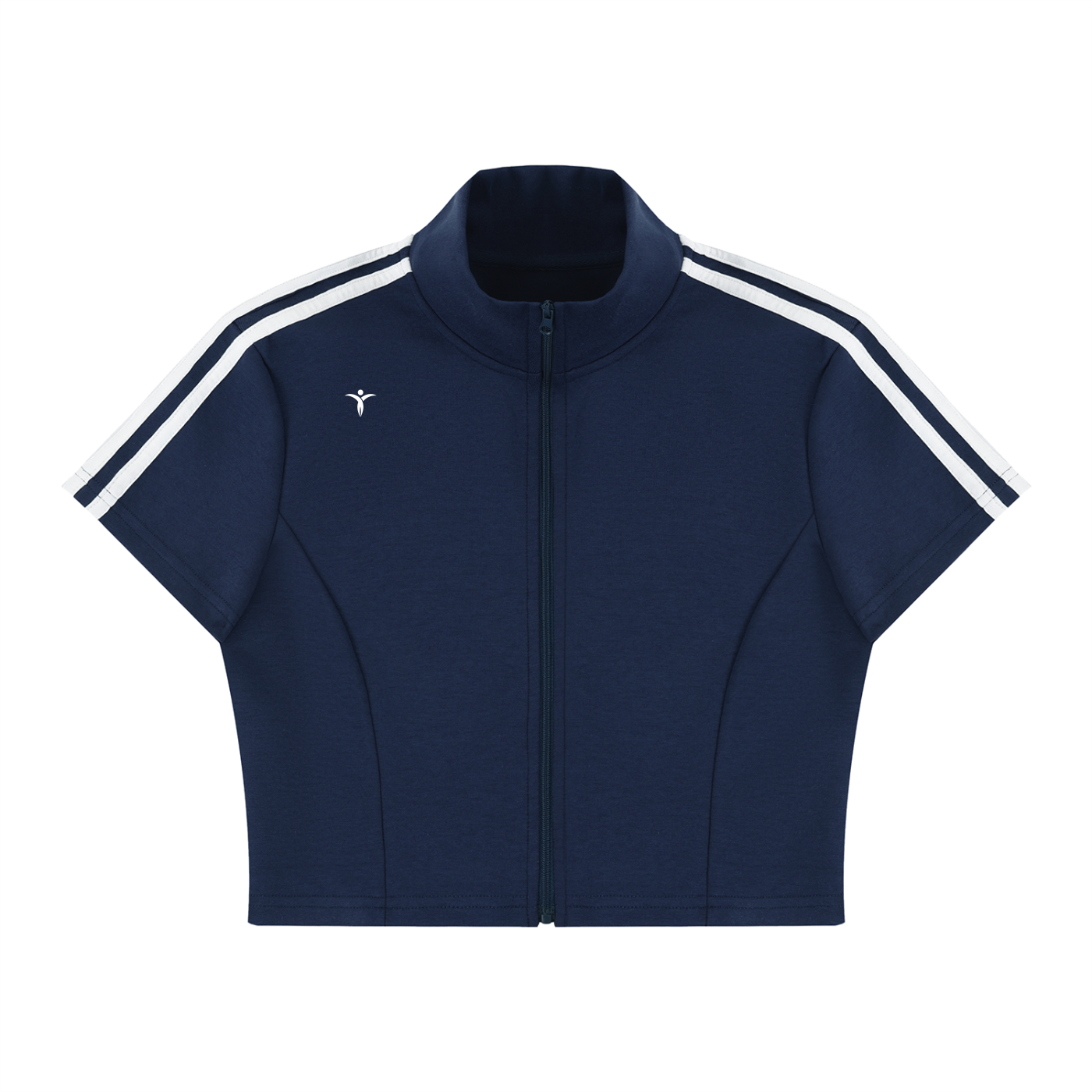 Women's Cropped Full Zip Short Sleeve T-Shirt