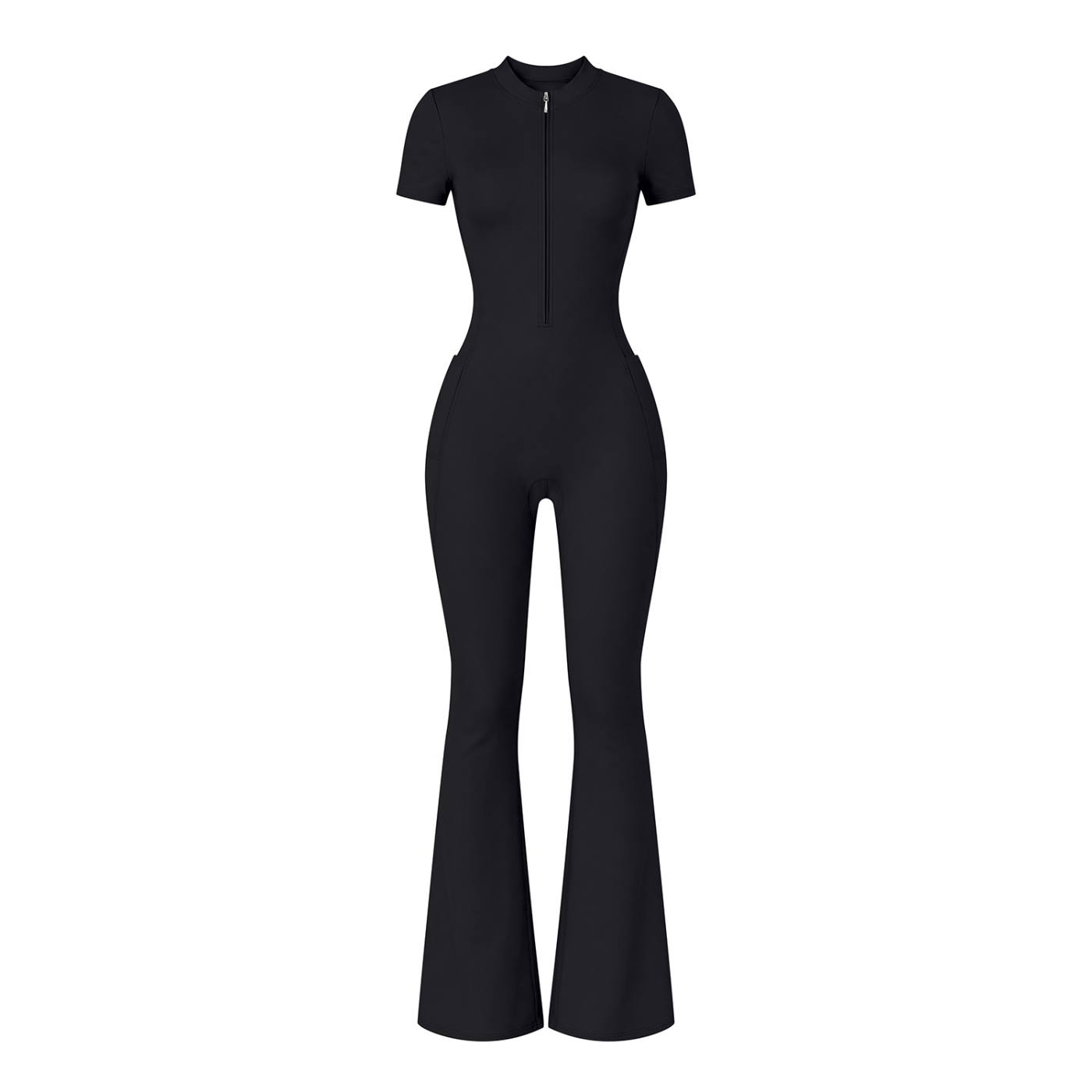 Women’s Tight Flared Leg Quarter-Zip Jumpsuit