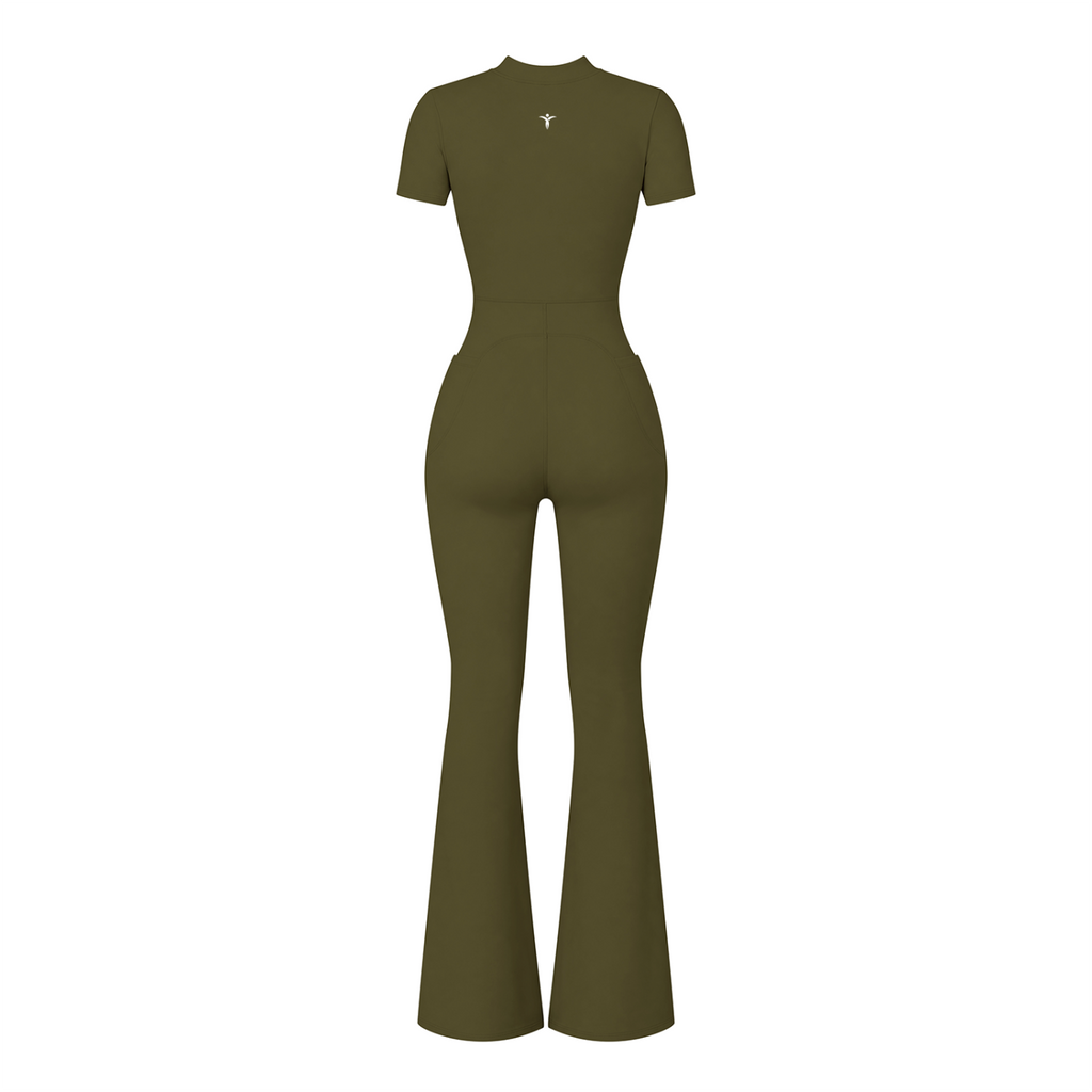 Women’s Tight Flared Leg Quarter-Zip Jumpsuit