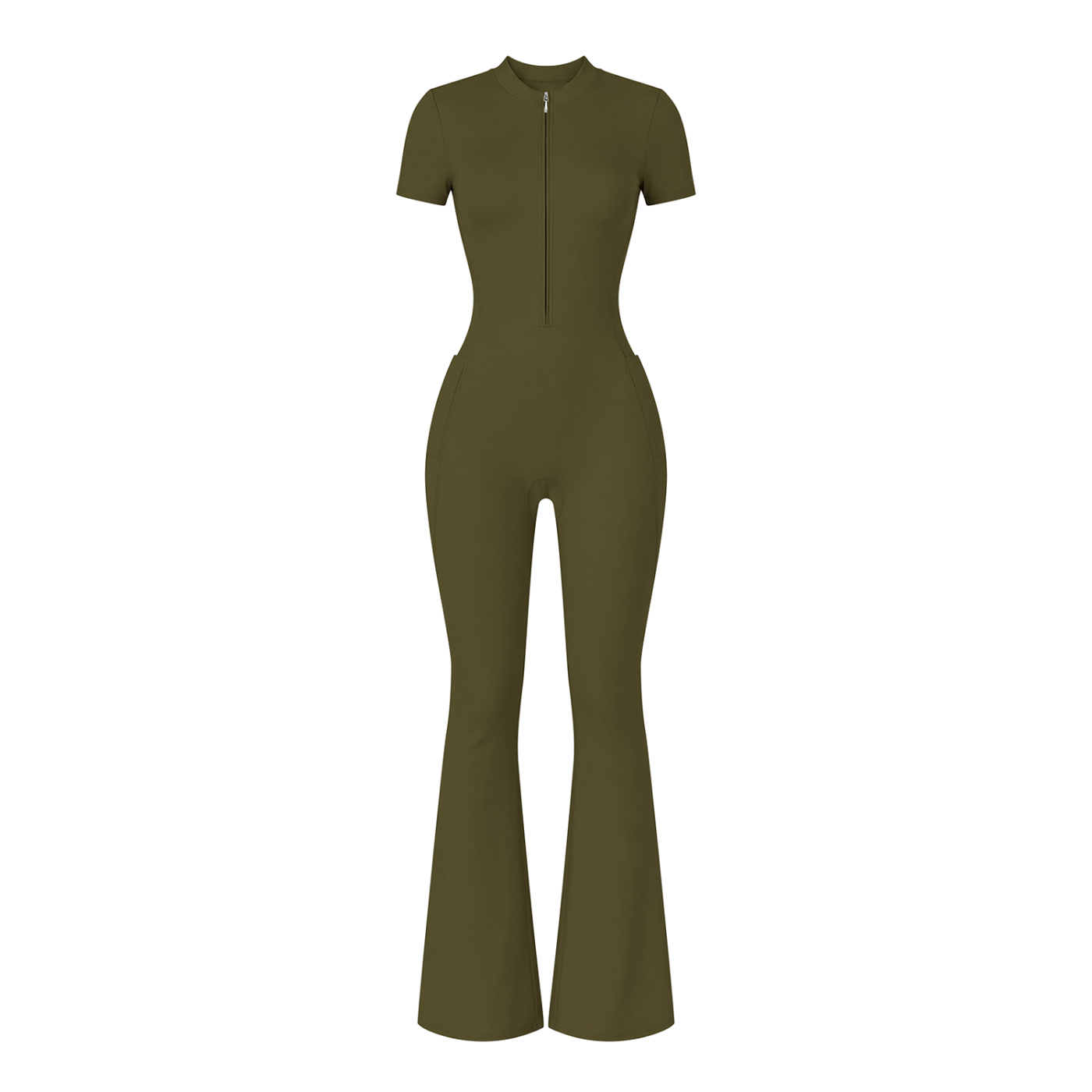 Women’s Tight Flared Leg Quarter-Zip Jumpsuit