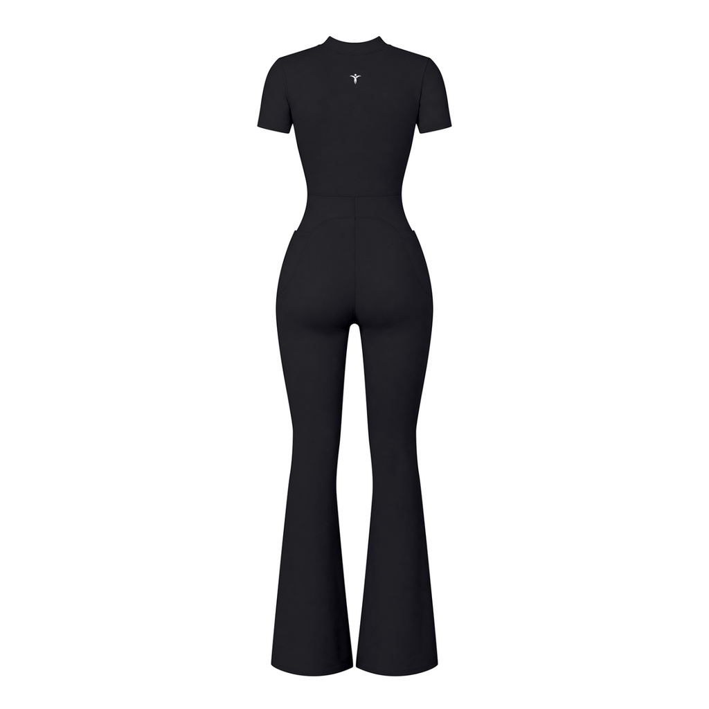 Women’s Tight Flared Leg Quarter-Zip Jumpsuit