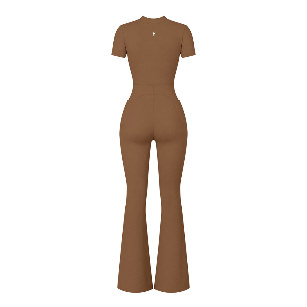 Women’s Tight Flared Leg Quarter-Zip Jumpsuit