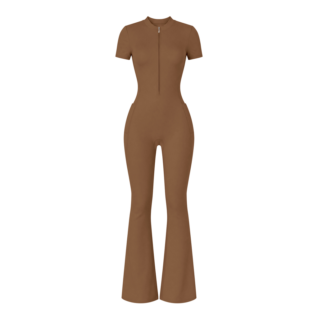 Women’s Tight Flared Leg Quarter-Zip Jumpsuit