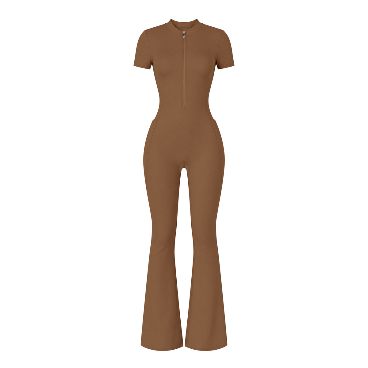 Women’s Tight Flared Leg Quarter-Zip Jumpsuit