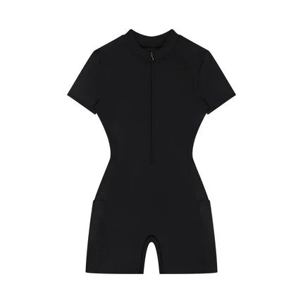 Women's Quarter-Zip Short Sleeve Romper