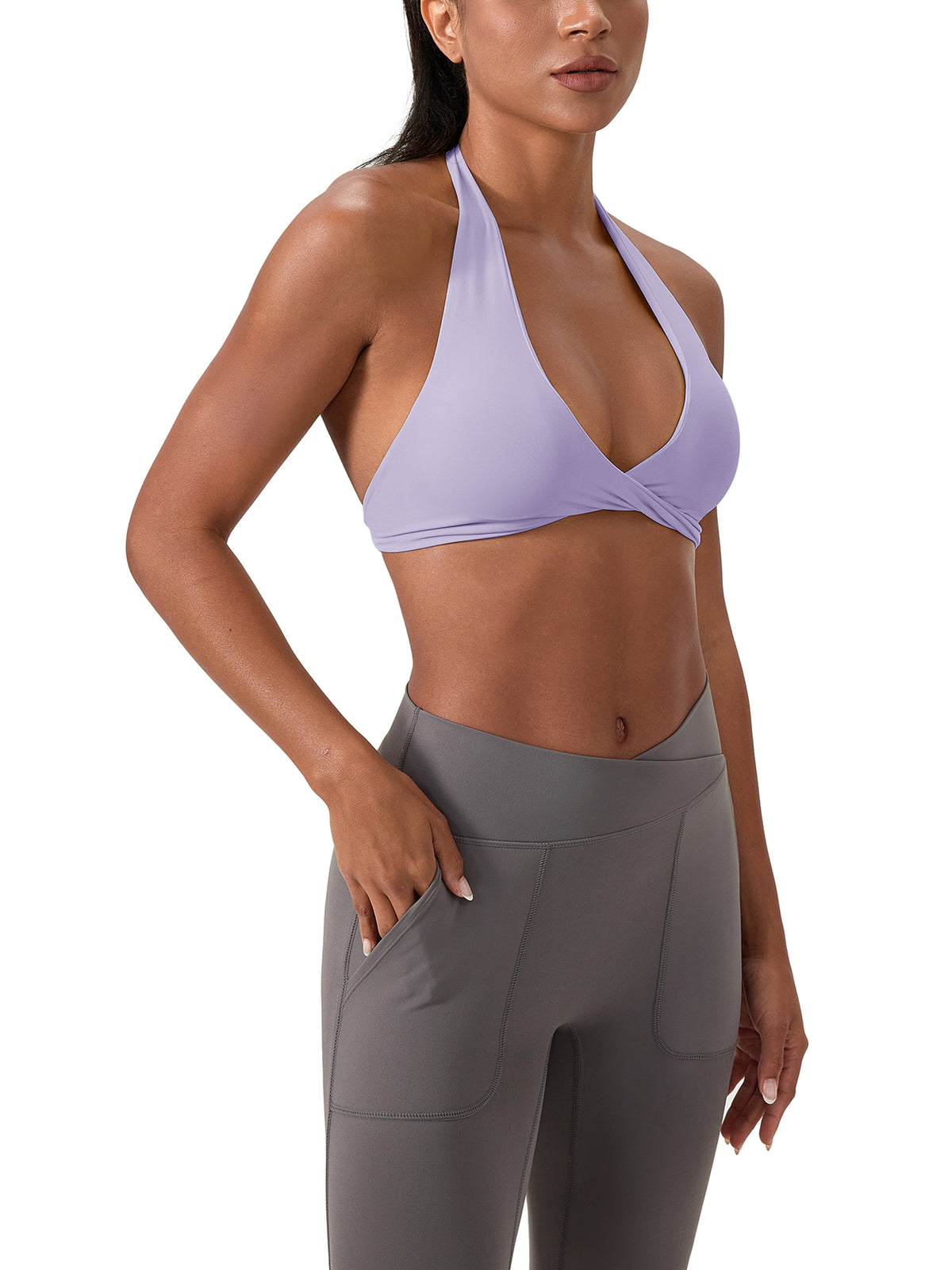 Women's Pleated Halter Sports Bra
