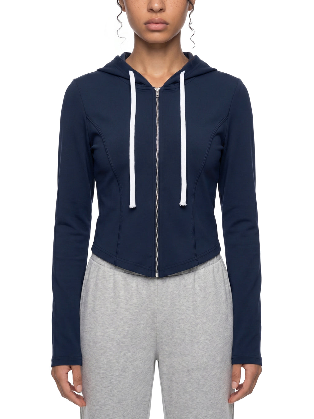Women's Slim Cropped Full Zip Hoodie