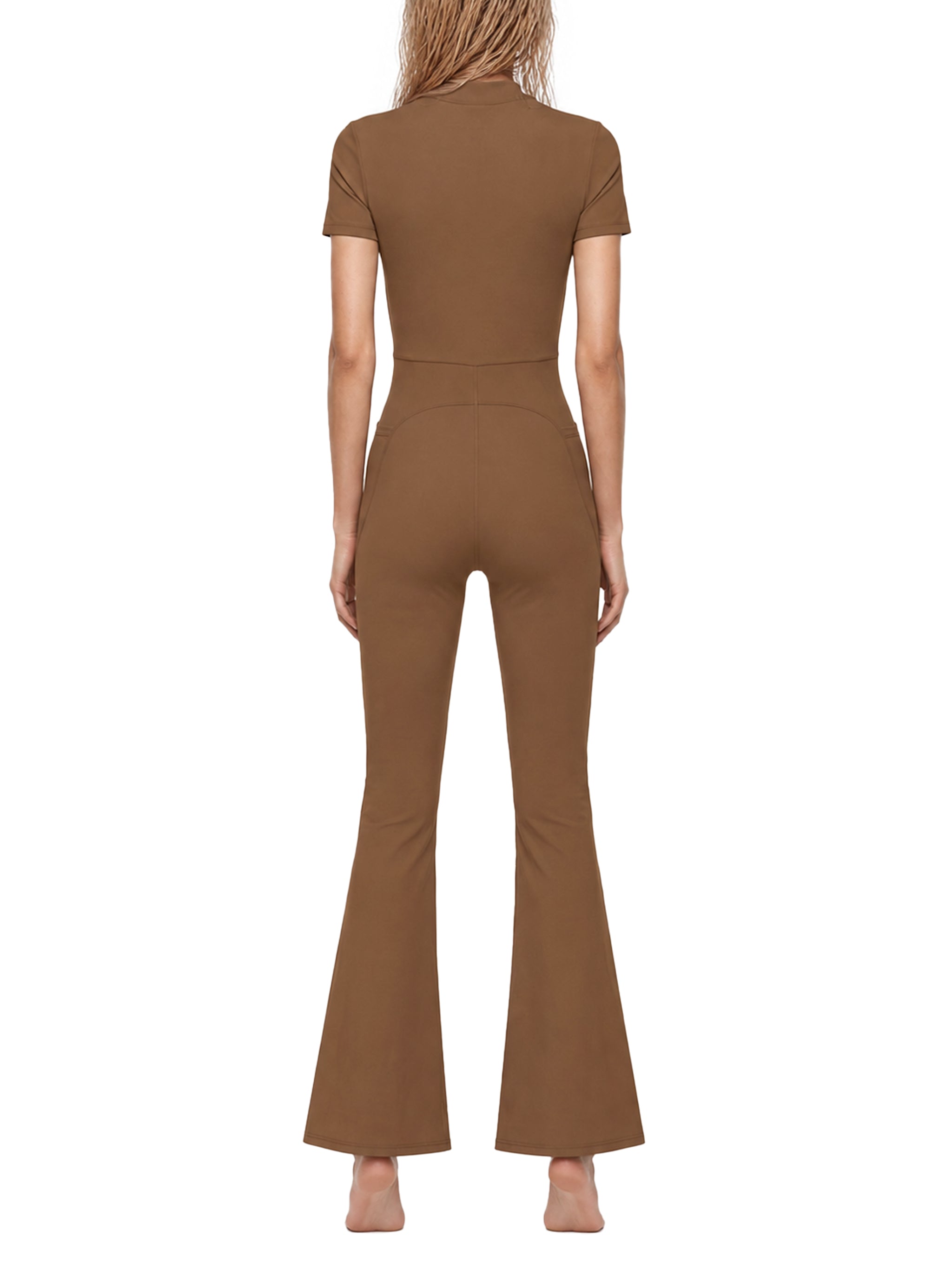 Women’s Tight Flared Leg Quarter-Zip Jumpsuit