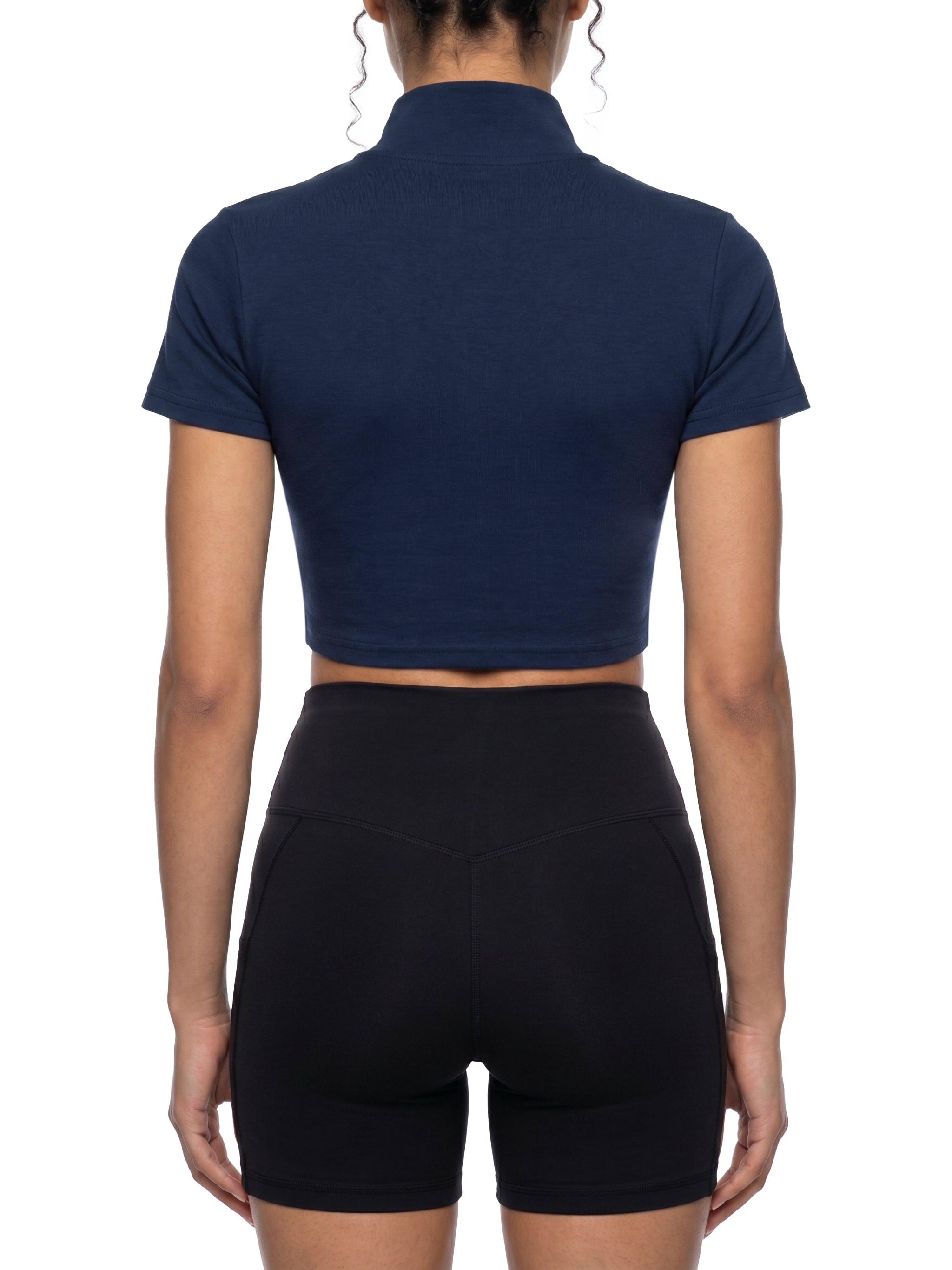 Women's Cropped Full Zip Short Sleeve T-Shirt